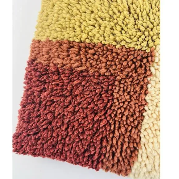 Vintage 1970’s Latch Hook Yarn Retro Geometric 15x15 Square Throw Pillow Finishe - Picture 3 of 10